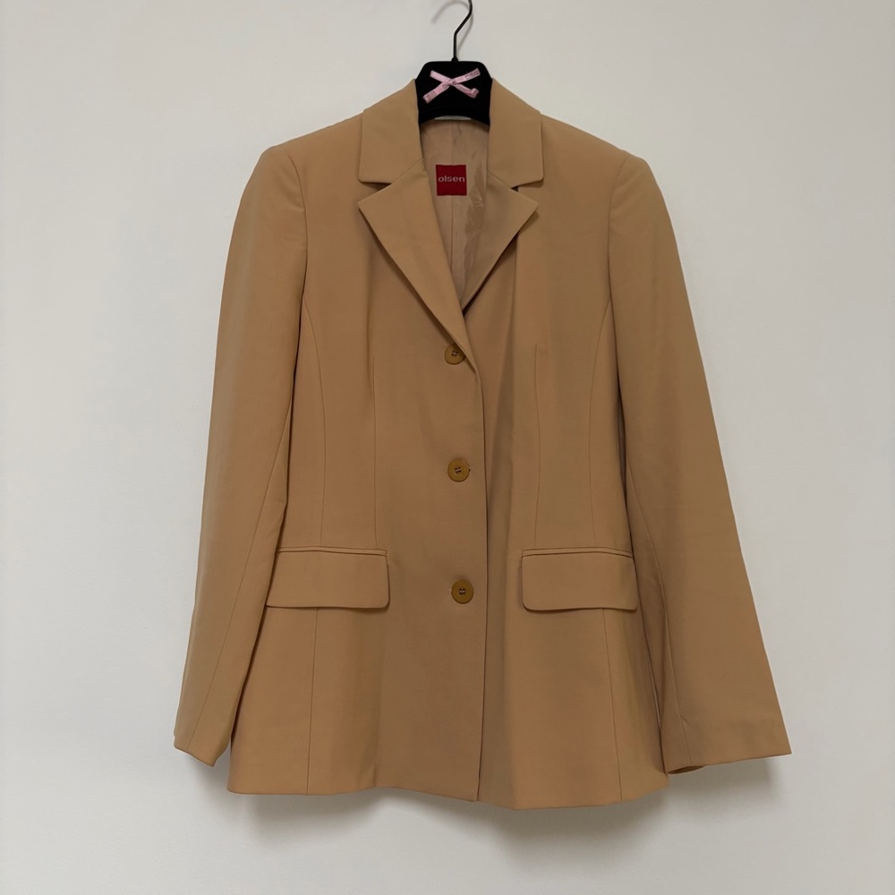 Olsen Wool Blend Blazer Suit Jacket Honey Beige Size 8